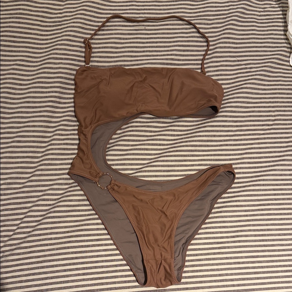 Blackbough Brown Cut-Out One-Piece Swimsuit